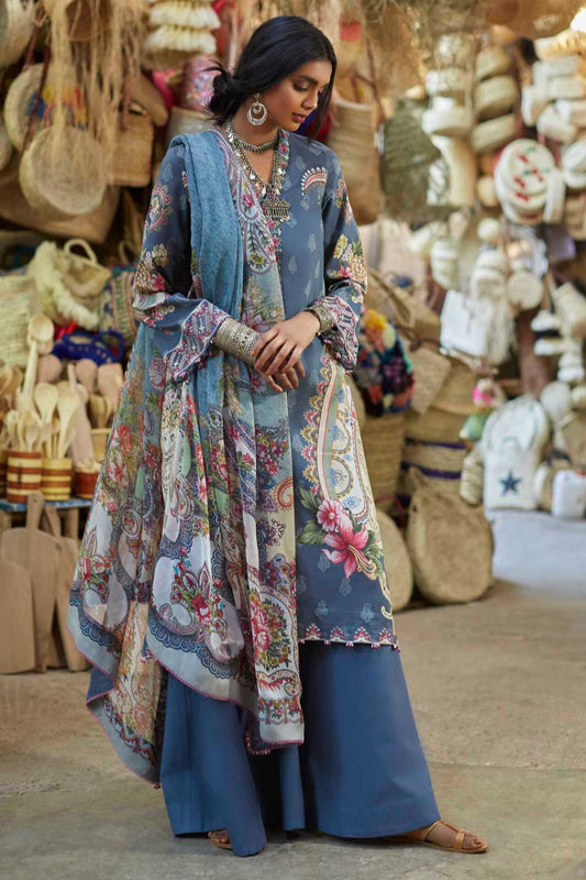 Zara Shahjahan Luxury Embroidered Lawn Unstitched 3 Piece Suit - LEHER A