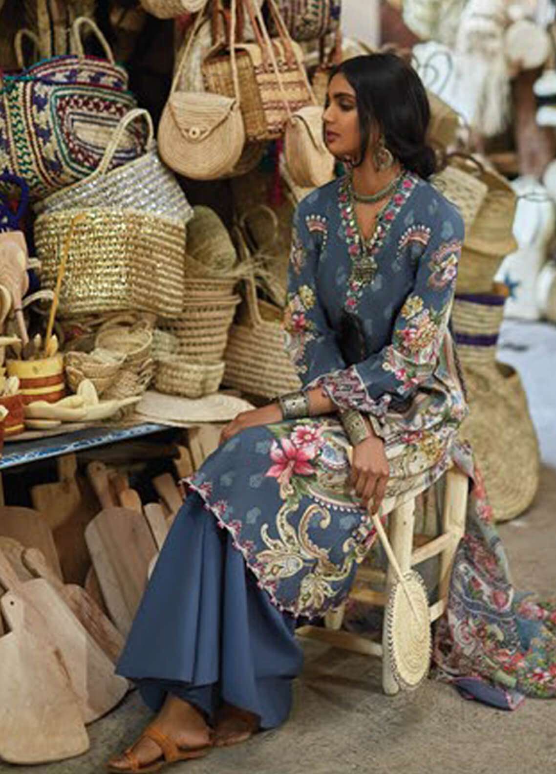 Zara Shahjahan Luxury Embroidered Lawn Unstitched 3 Piece Suit - LEHER A