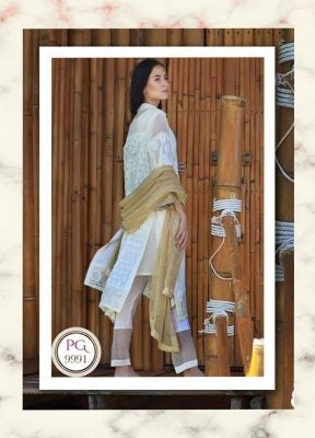 LSM Lakhani Precious Embroidered Lawn Unstitched 3 Piece Suit – PG-9991