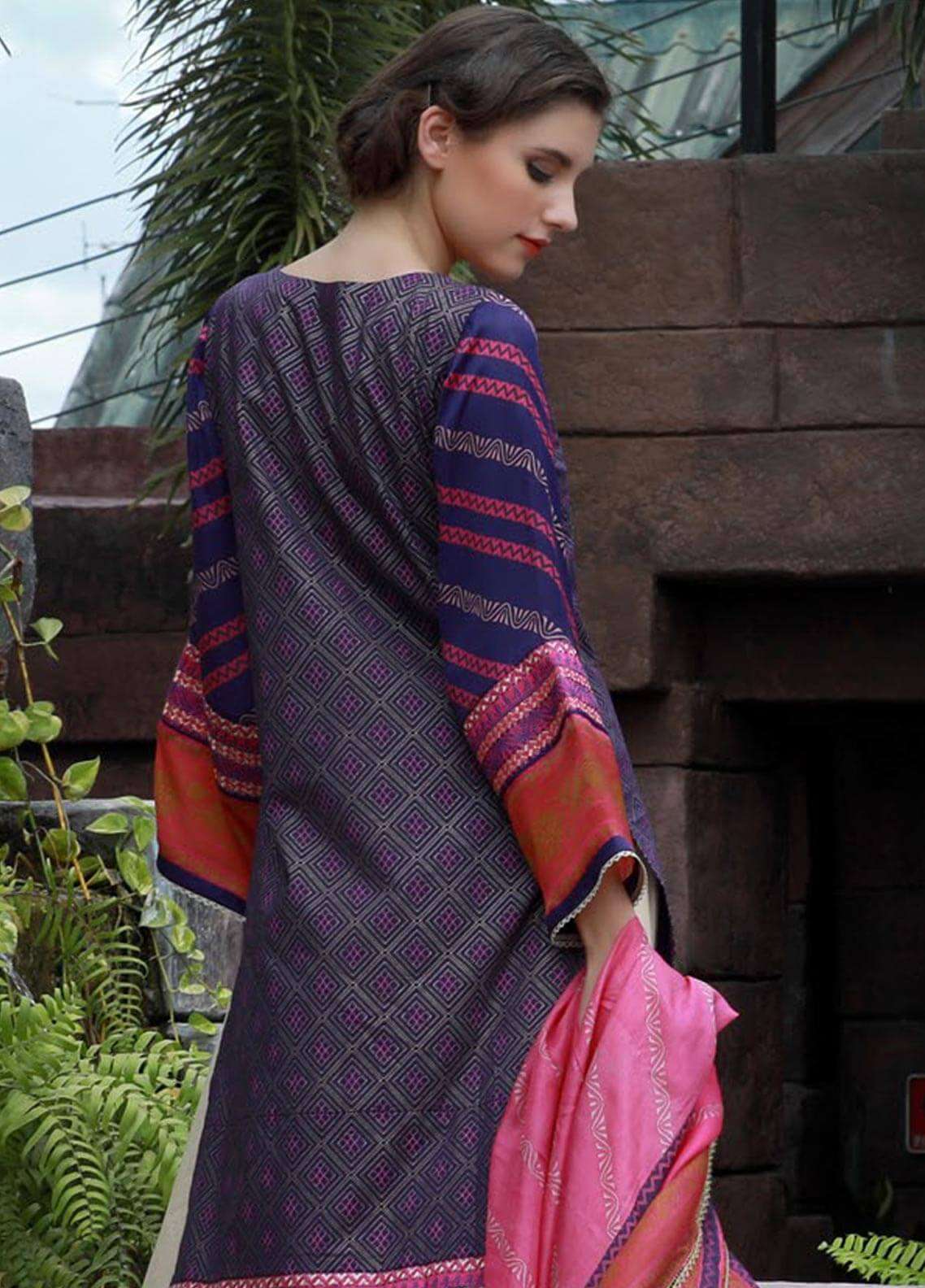 Lakhany Embroidered Cotton Cotel Unstitched 3 Piece Suit KN 511 - Luxury Collection