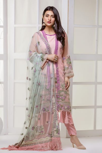 Mahrukh Embroidered Organza Suit Unstitched 3pc ME-7a