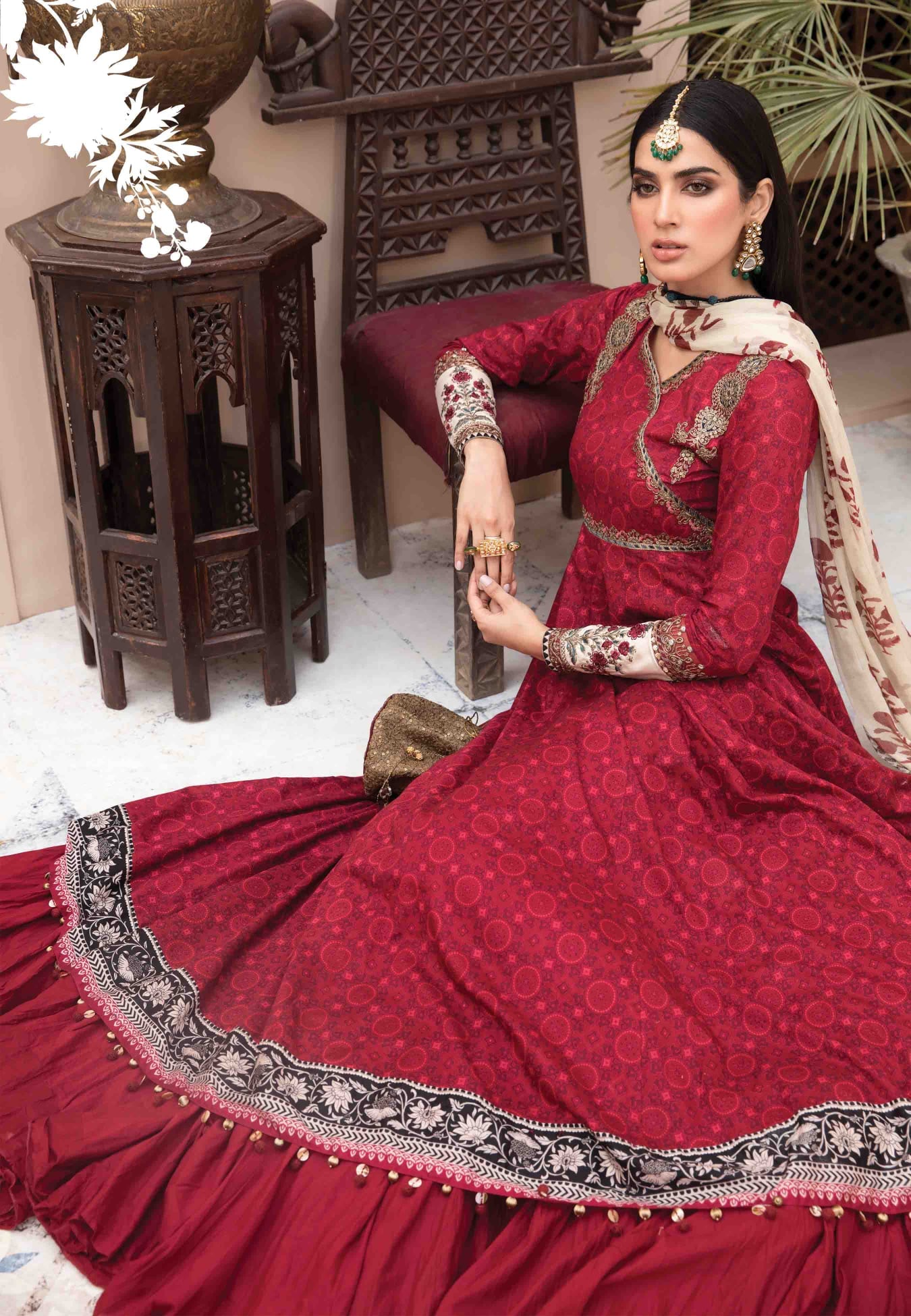 Maria B Embroidered EID Lawn Unstitched 3 Piece Suit EL-21-03-Maroon