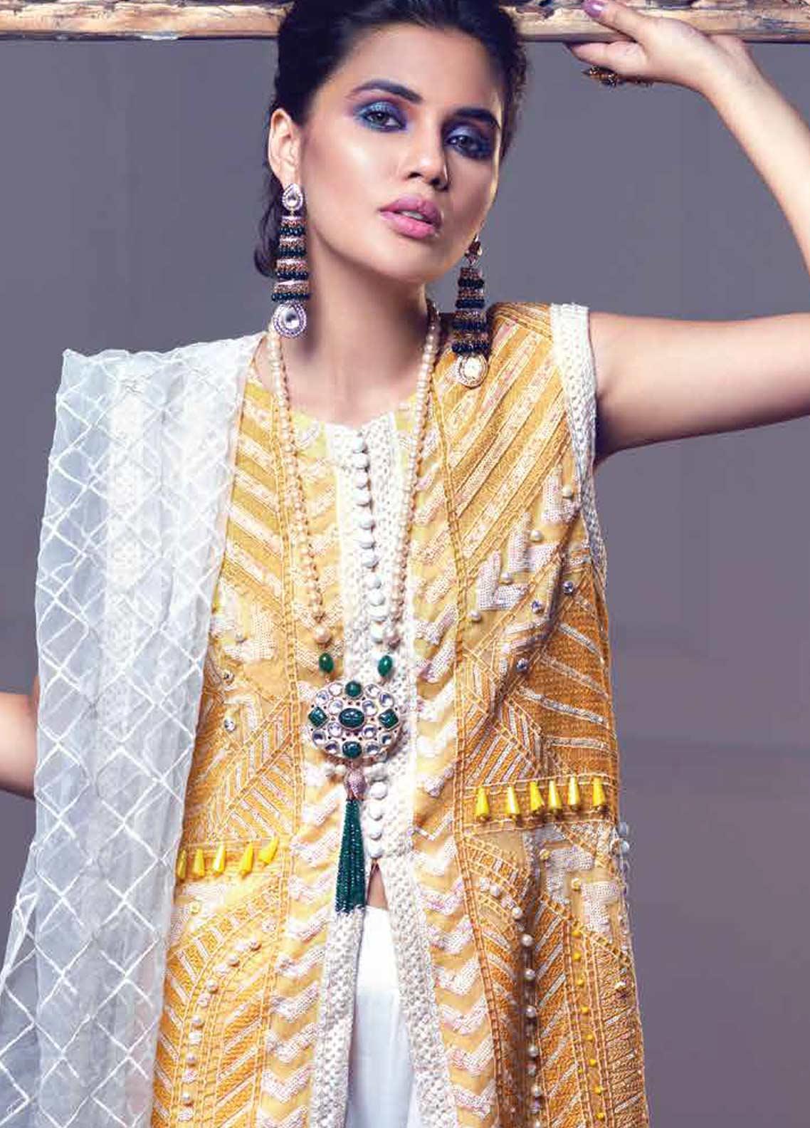Mushq Embroidered Cotton Net Unstitched 3 Piece Suit - 04 PLUMERIA - Festive Collection