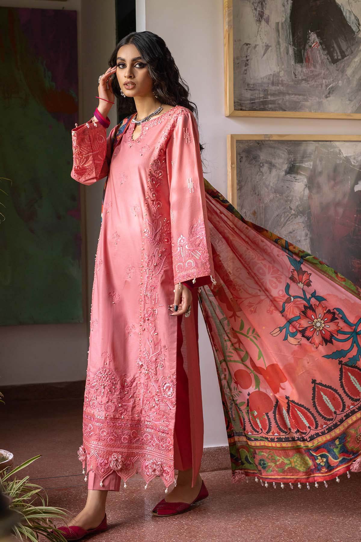Maya By Nureh Embroidered Lawn Suits Unstitched 3 Piece NS-38 - Summer Collection