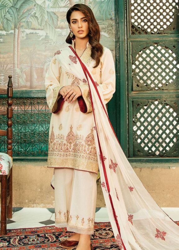 Qalamkar Embroidered Lawn Unstitched 3 Piece Suit – 09 Damaspia