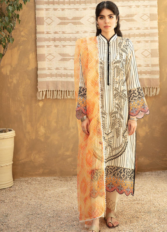 Qalamkar Qline Embroidered Lawn Unstitched 3 Piece Suit - BL 04