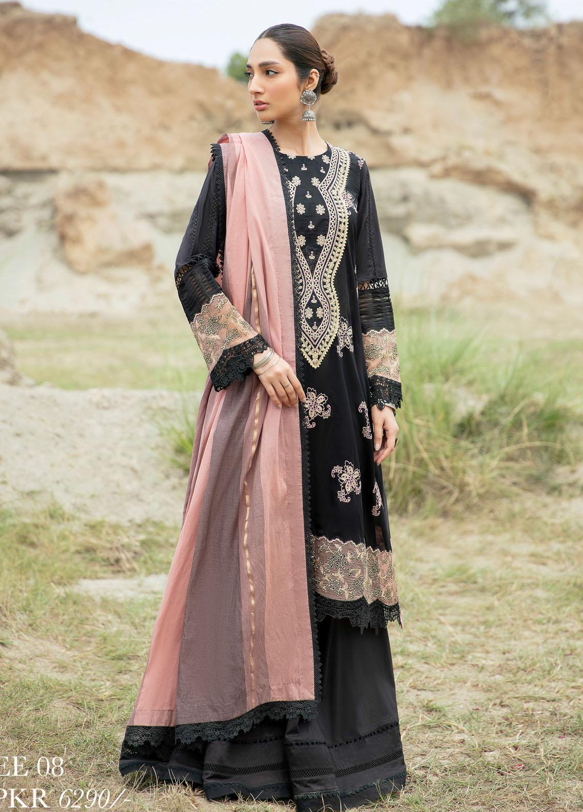 Qalamkar Qline Embroidered Festive Lawn Unstitched 3 Piece Suit - EE 08