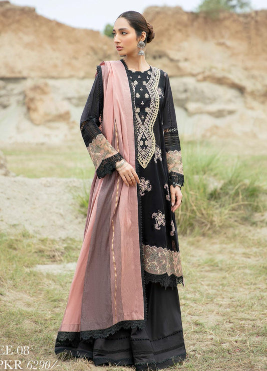 Qalamkar Qline Embroidered Festive Lawn Unstitched 3 Piece Suit - EE 08