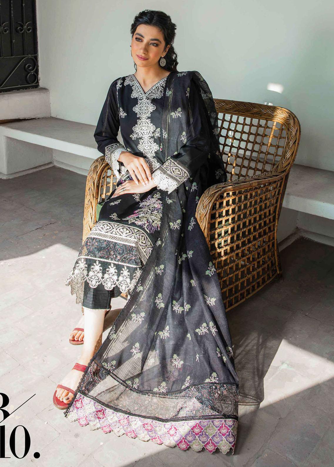 Qline By Qalamkar Embroidered Lawn Suits Unstitched 3 Piece QB-10 JEANNE