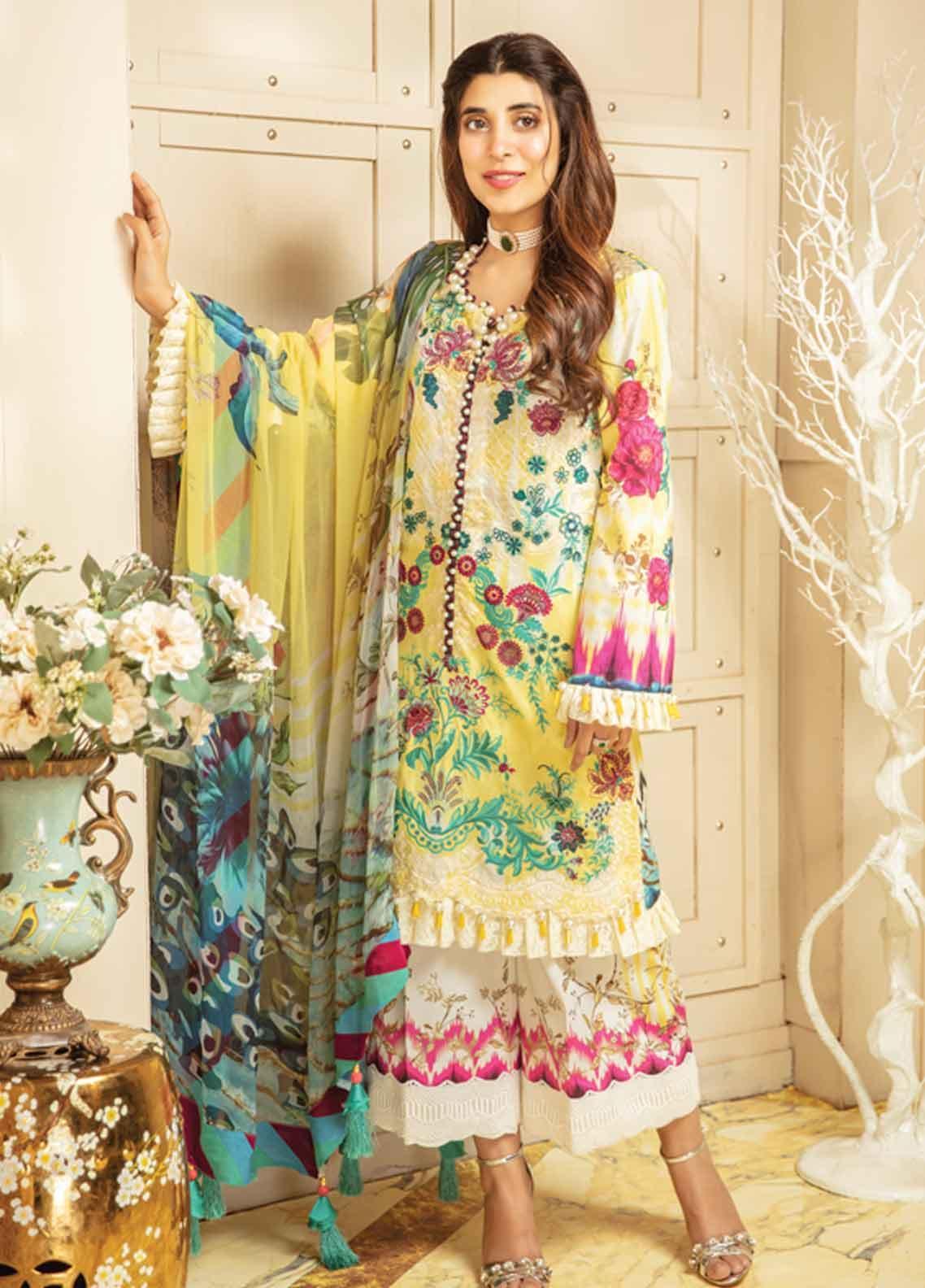 Rang Rasiya Carnation Embroidered Lawn Unstitched 3 Piece Suit - CL 811