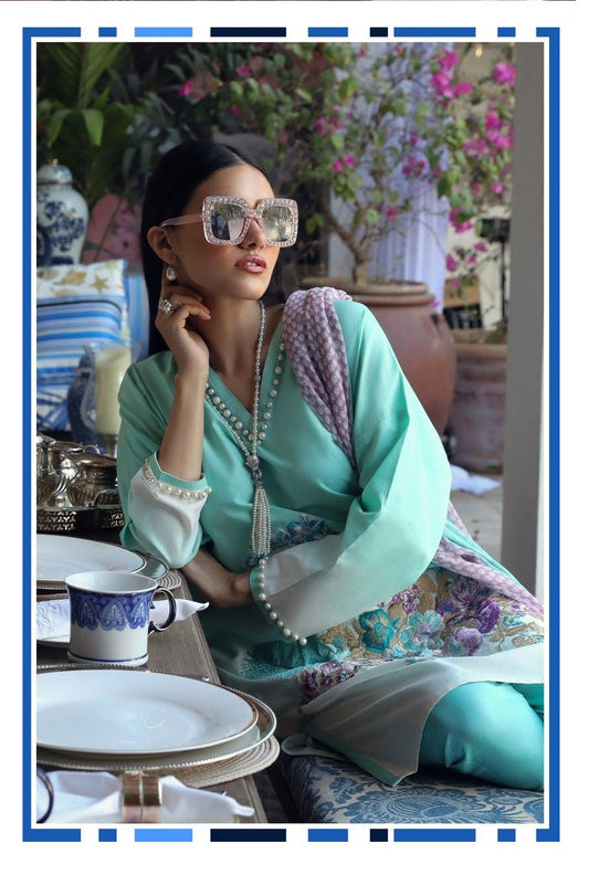 Sana Safinaz Muzlin Embroidered Lawn Unstitched 3 Piece Suit - 11A Fern Etic