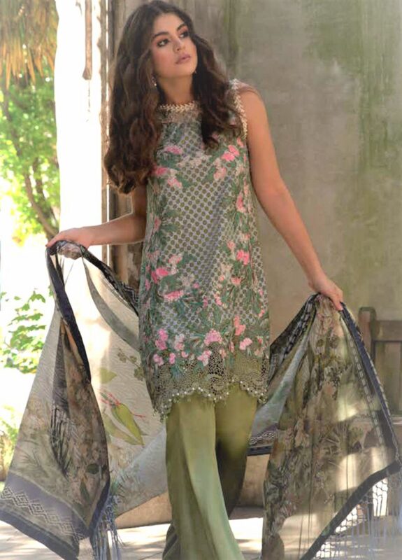 Sobia Nazir Embroidered Chiffon Unstitched 3 Piece Suit – 1a – Eid Collection