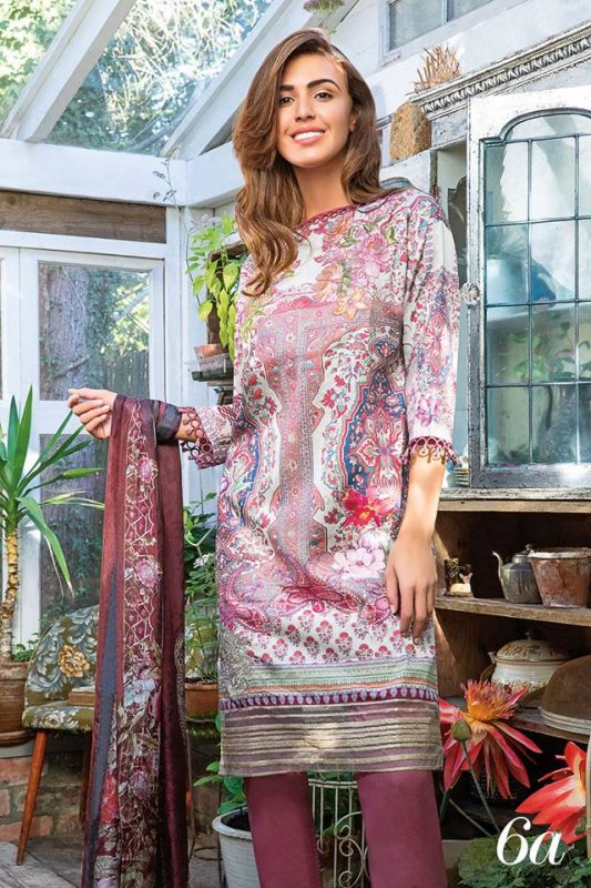Sobia Nazir Embroidered Winter Unstitched 3 Piece Suit – 6A – Printed Silk Dupatta
