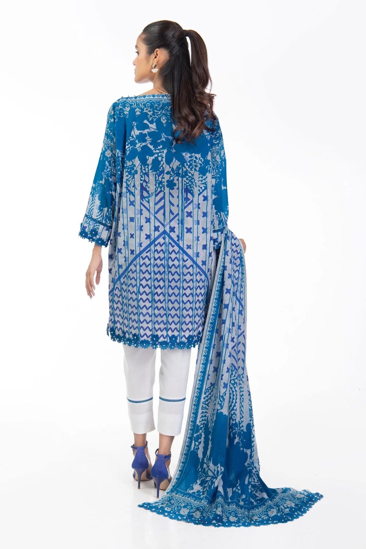 Al Karam Printed Lawn Suits Unstitched 3 Piece SS-08-22-2-Blue - Summer Collection