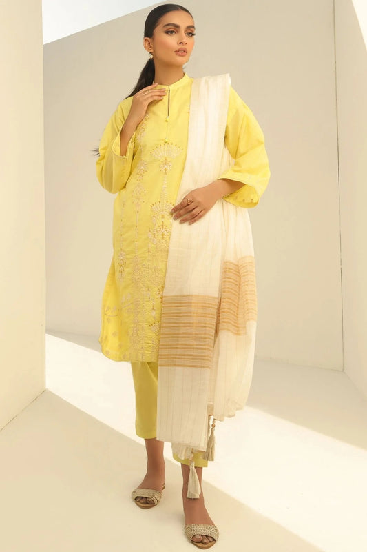 Al Karam Embroidered Suits Unstitched 3 Piece SS-1.1-A-22-2-Lime Green - Summer Collection