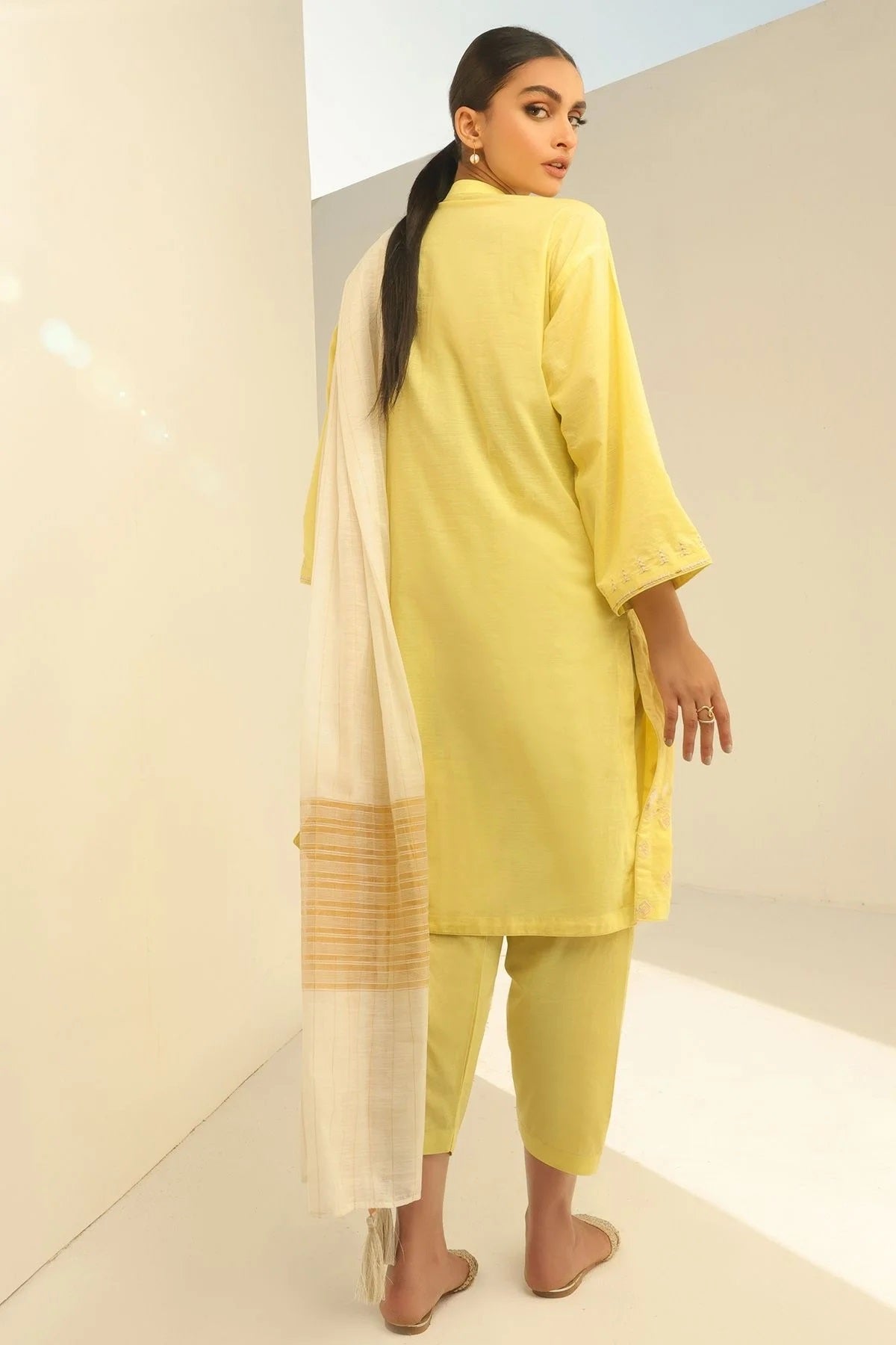 Al Karam Embroidered Suits Unstitched 3 Piece SS-1.1-A-22-2-Lime Green - Summer Collection