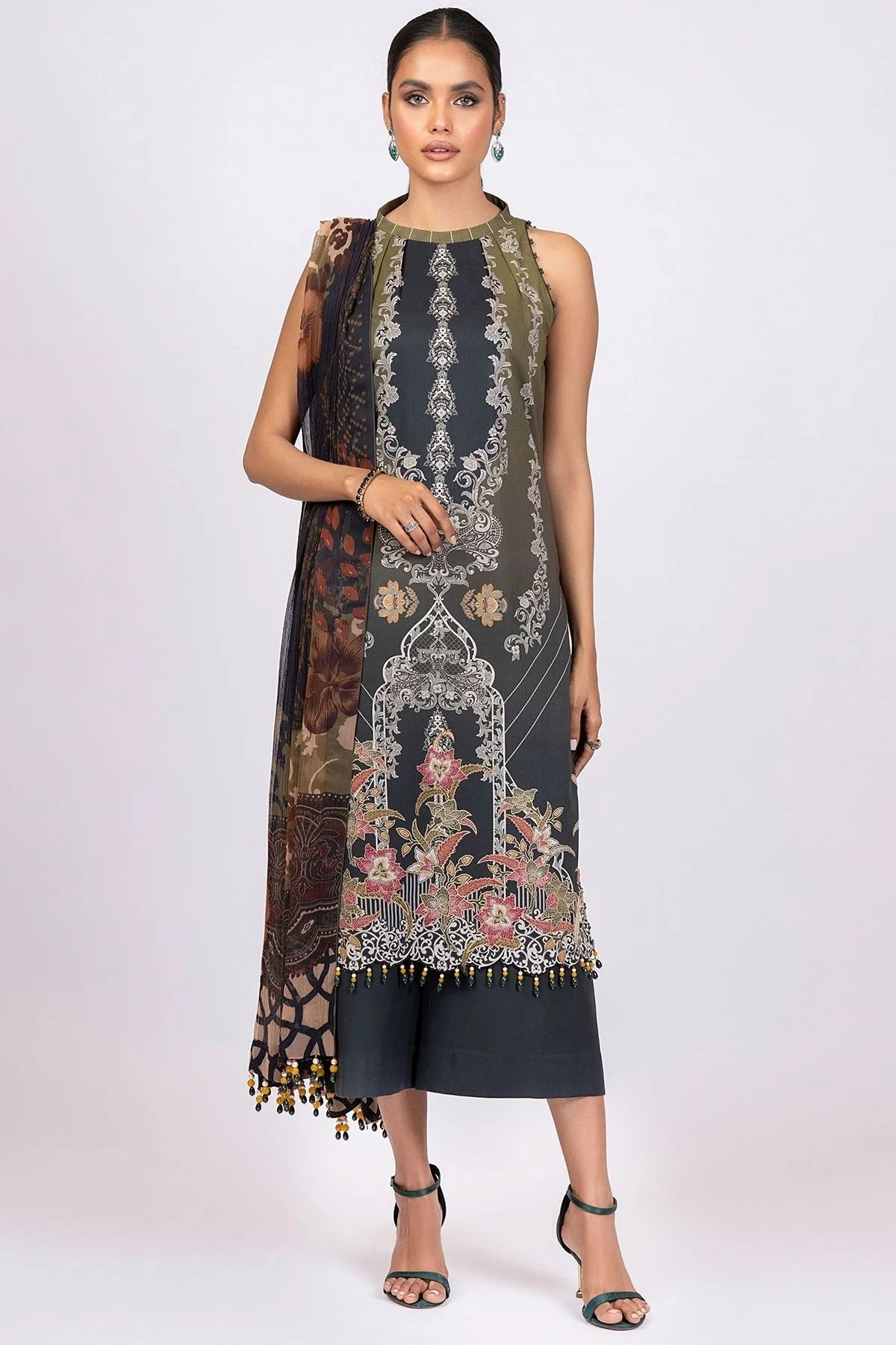 Al Karam Printed Lawn Suits Unstitched 2 Piece SS-17-22-2 Green - Summer Collection