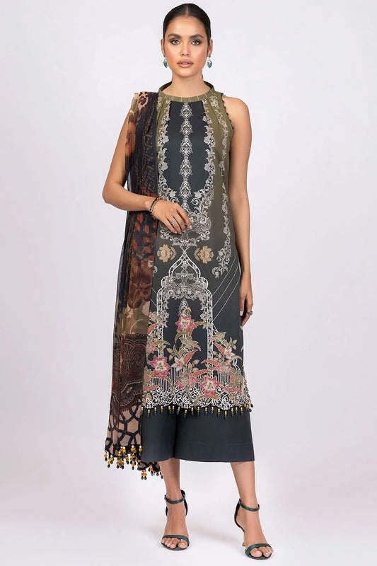Al Karam Printed Lawn Suits Unstitched 2 Piece SS-17-22-2 Green - Summer Collection