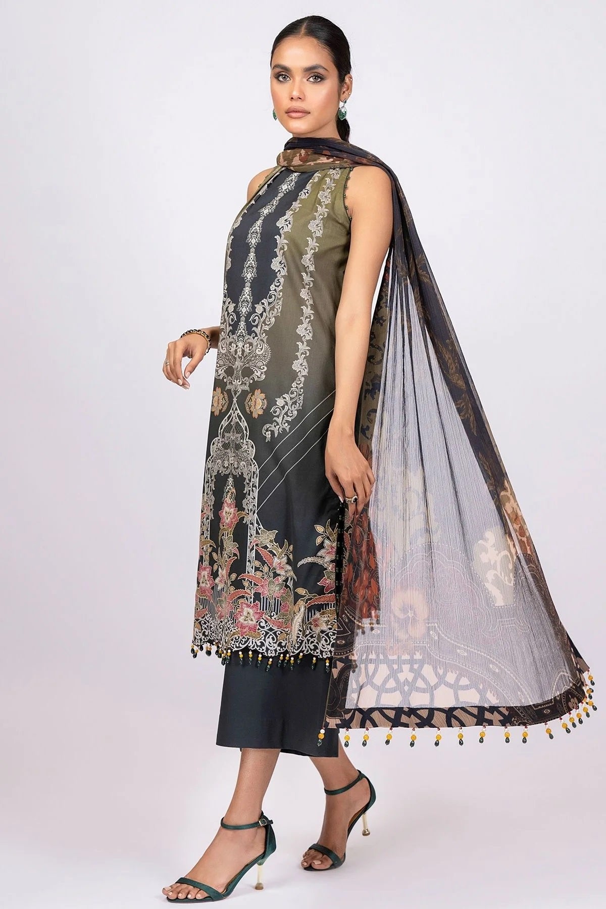 Al Karam Printed Lawn Suits Unstitched 2 Piece SS-17-22-2 Green - Summer Collection