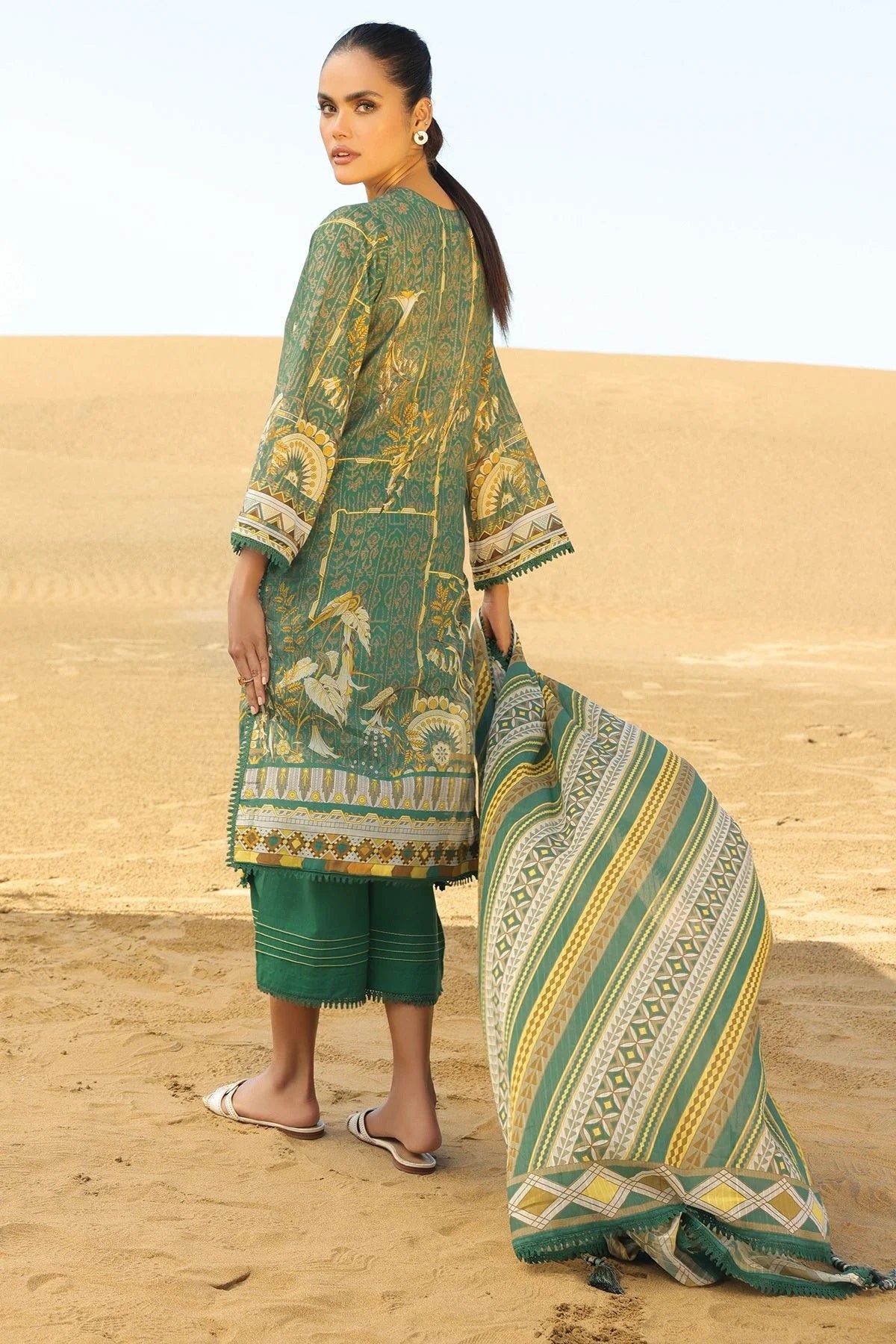Al Karam Printed Lawn Suits Unstitched 2 Piece SS-40.1-22-2-Green - Summer Collection