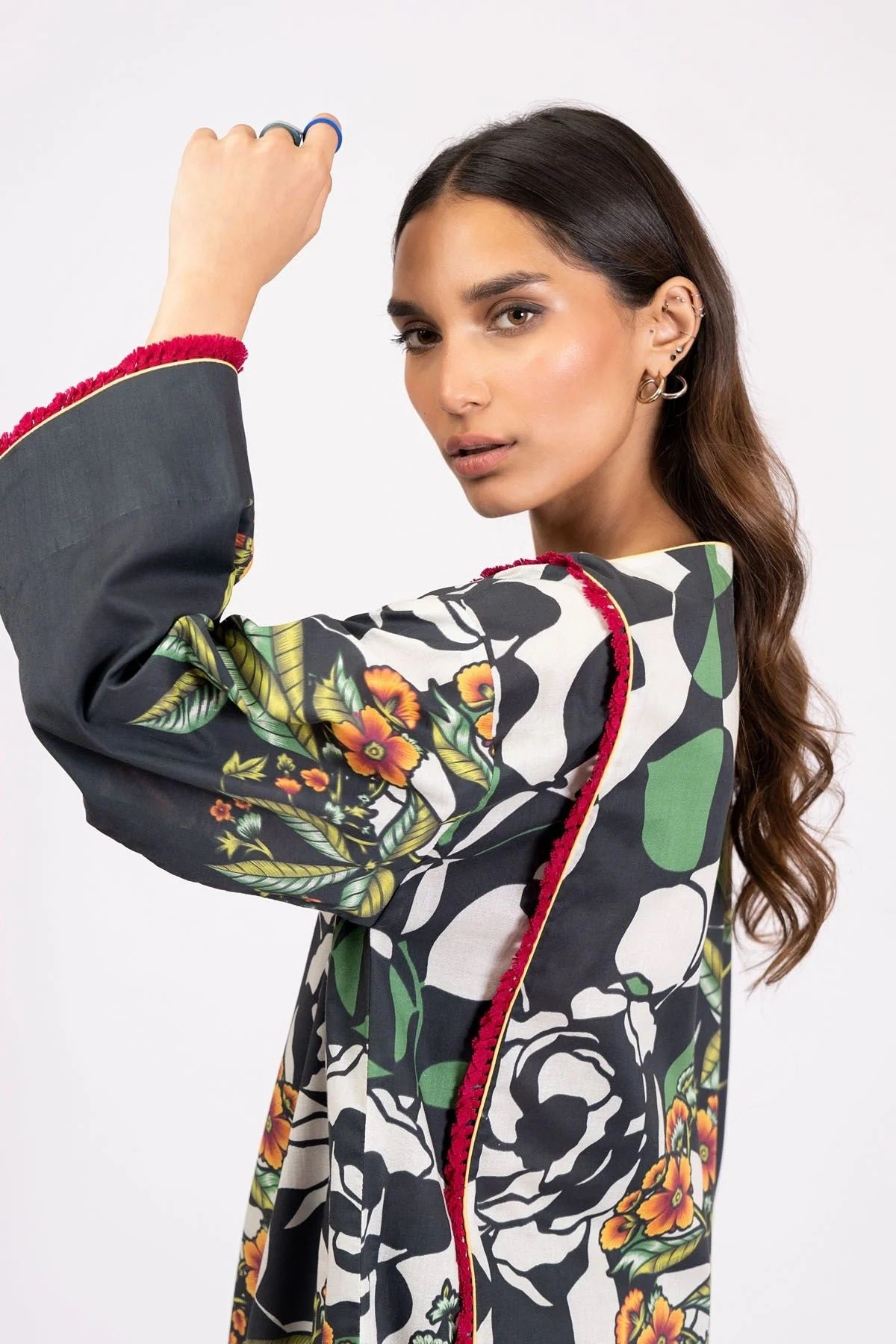 Al Karam Printed Lawn Suits Unstitched 2 Piece SS-51-22 Black - Summer Collection