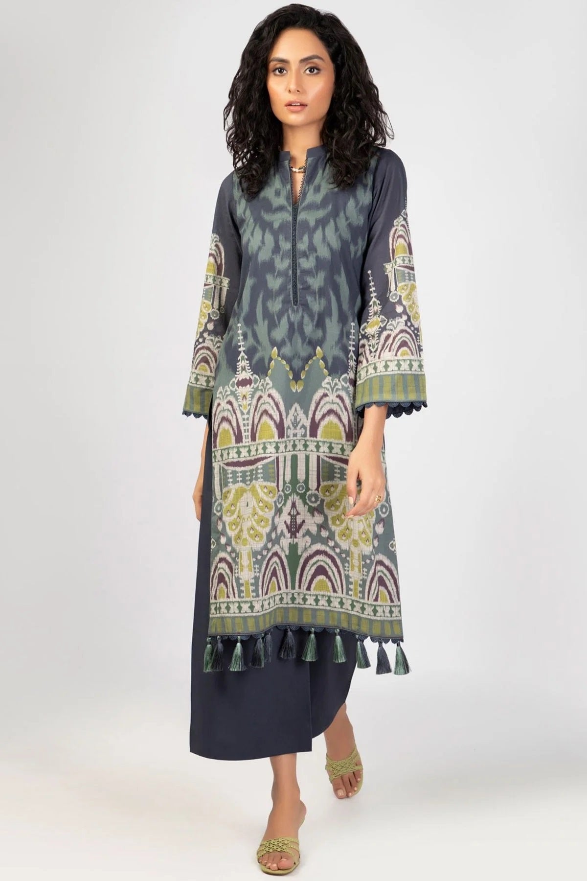 Al Karam Printed Lawn Unstitched Kurti SS-57-22 Blue - Summer Collection