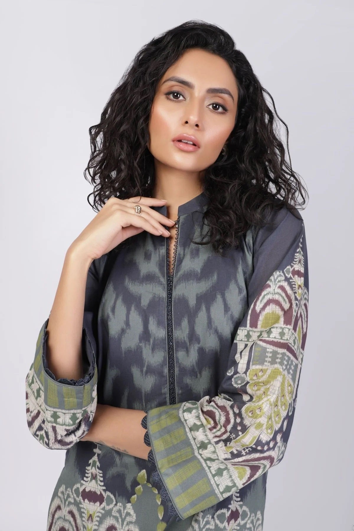 Al Karam Printed Lawn Unstitched Kurti SS-57-22 Blue - Summer Collection