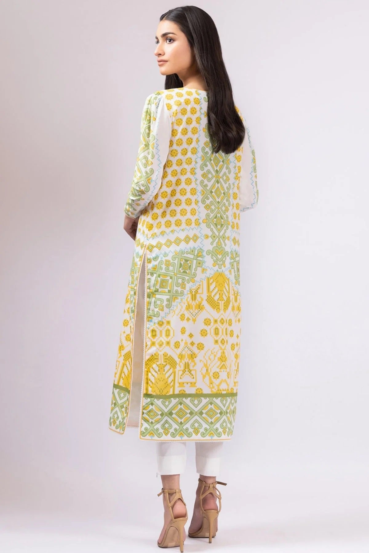 Al Karam Printed Lawn Unstitched Kurti SS-60.1-22-Yellow - Summer Collection