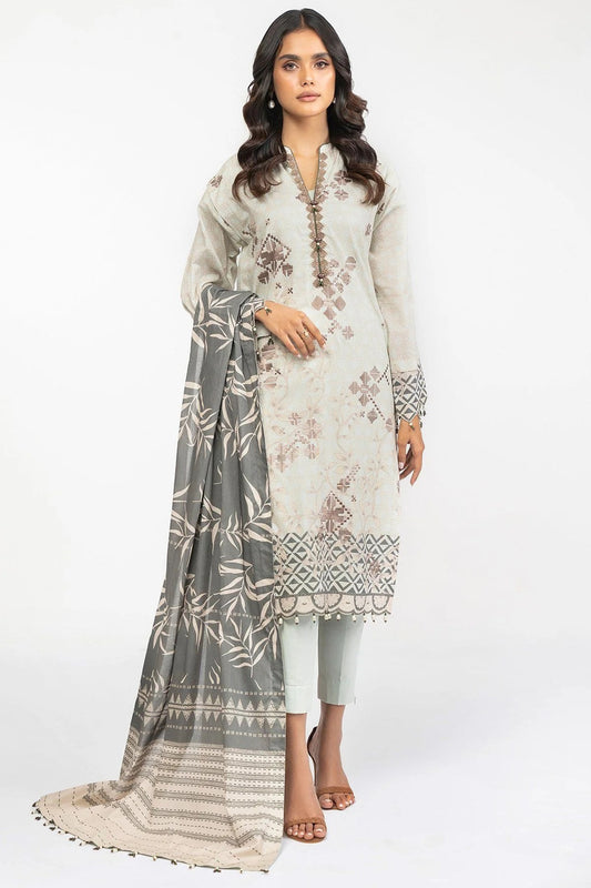 Al Karam Embroidered Lawn Suits Unstitched 3 Piece SS3 SS-7.1-22-3-Beige - Spring-Summer Collection