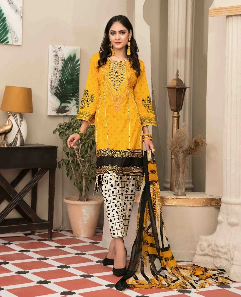 Lavish by Amna Sohail Embroidered Lawn Unstitched 3 Piece Suit - D 1301-B