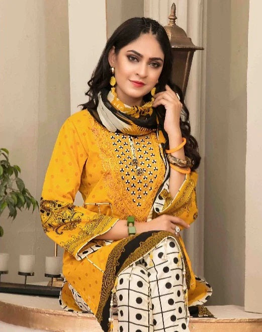 Lavish by Amna Sohail Embroidered Lawn Unstitched 3 Piece Suit - D 1301-B