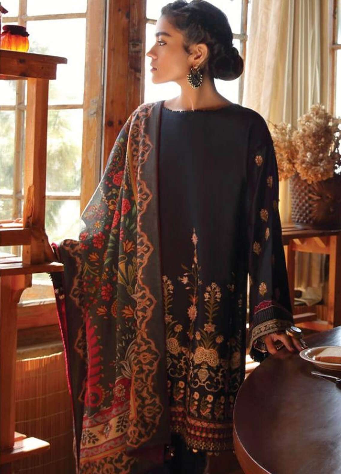 Zara Shahjahan Embroidered Linen 3 piece Unstitched Suit with Shawl - Arsh Winter Collection
