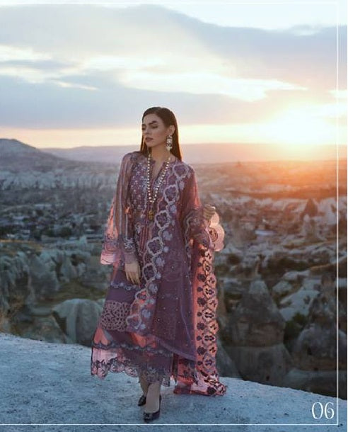 Zainab Chottani Luxury Embroidered Net 3 Piece Unstitched Dress – 06 Mauve Petunia